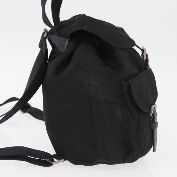 PRADA Rugzak Nylon Zwart Zilver Authentiek 178309
