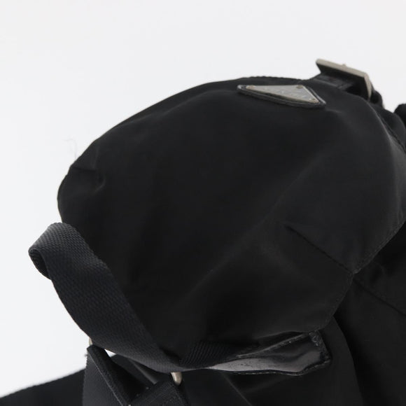 PRADA Rugzak Nylon Zwart Zilver Authentiek 178309