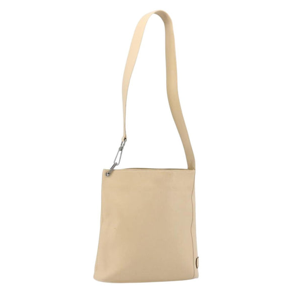 GUCCI Shoulder Bag Leather Beige Silver 91761 Auth 178313