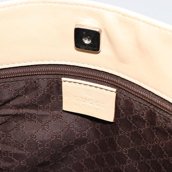 GUCCI Shoulder Bag Leather Beige Silver 91761 Auth 178313