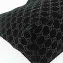 GUCCI Bamboo GG Canvas Shoulder Bag Suede Black Silver 001 3006 Auth 178314-11