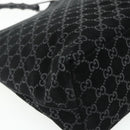 GUCCI Bamboo GG Canvas Shoulder Bag Suede Black Silver 001 3006 Auth 178314-13