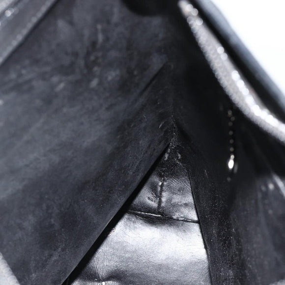 GUCCI Bamboo GG Canvas Shoulder Bag Suede Black Silver 001 3006 Auth 178314