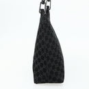 GUCCI Bamboo GG Canvas Shoulder Bag Suede Black Silver 001 3006 Auth 178314-4