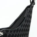 GUCCI Bamboo GG Canvas Shoulder Bag Suede Black Silver 001 3006 Auth 178314-6