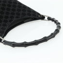 GUCCI Bamboo GG Canvas Shoulder Bag Suede Black Silver 001 3006 Auth 178314-7