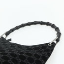 GUCCI Bamboo GG Canvas Shoulder Bag Suede Black Silver 001 3006 Auth 178314-8