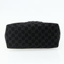 GUCCI Bamboo GG Canvas Shoulder Bag Suede Black Silver 001 3006 Auth 178314-9