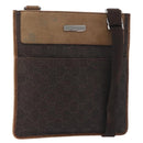 GUCCI GG Canvas Shoulder Bag Dark Brown Silver 27639 Auth 178318A-1
