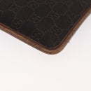 GUCCI GG Canvas Shoulder Bag Dark Brown Silver 27639 Auth 178318A-13
