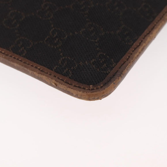 GUCCI GG Canvas Shoulder Bag Dark Brown Silver 27639 Auth 178318A