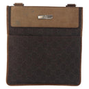GUCCI GG Canvas Shoulder Bag Dark Brown Silver 27639 Auth 178318A-2