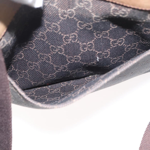 GUCCI GG Canvas Shoulder Bag Dark Brown Silver 27639 Auth 178318A
