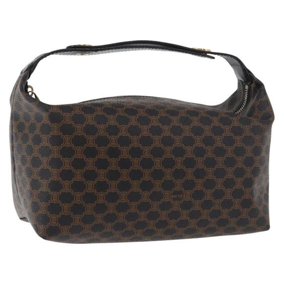 CELINE Macadam Canvas Hand Bag PVC Leather Black Gold Auth 178319A