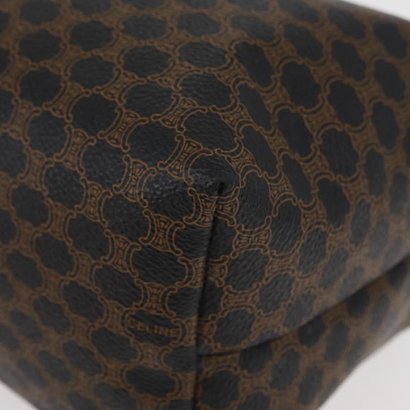 CELINE Macadam Canvas Hand Bag PVC Leather Black Gold Auth 178319A