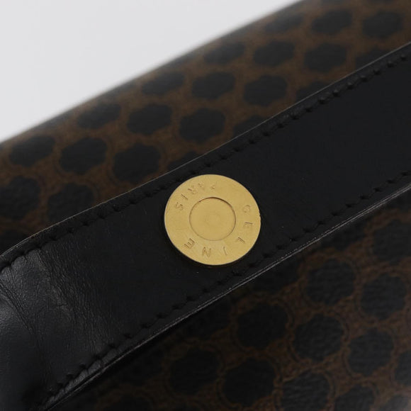CELINE Macadam Canvas Hand Bag PVC Leather Black Gold Auth 178319A