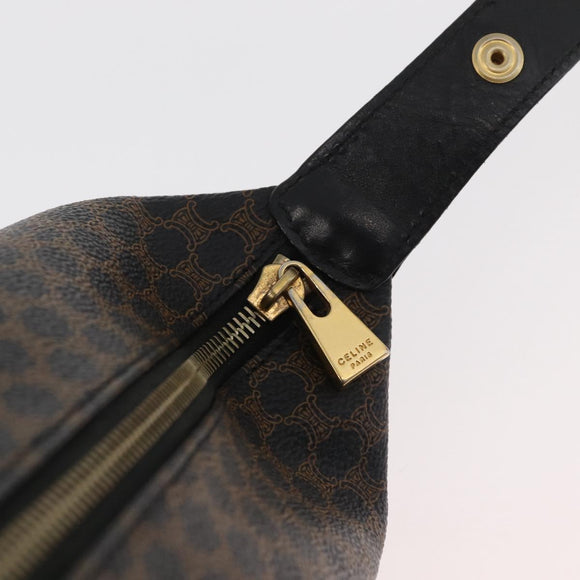 CELINE Macadam Canvas Hand Bag PVC Leather Black Gold Auth 178319A