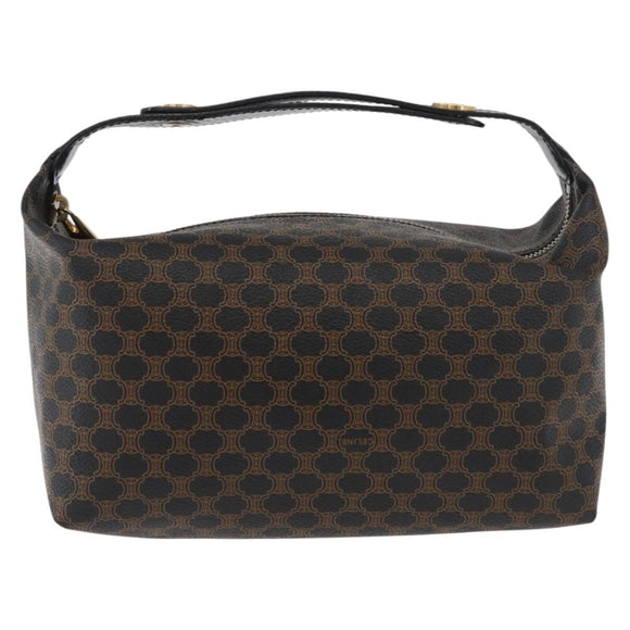 CELINE Macadam Canvas Hand Bag PVC Leather Black Gold Auth 178319A