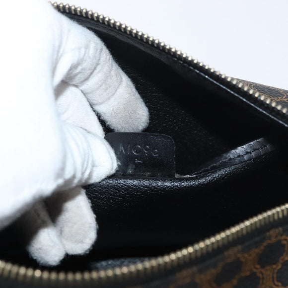 CELINE Macadam Canvas Hand Bag PVC Leather Black Gold Auth 178319A