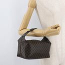 CELINE Macadam Canvas Hand Bag PVC Leather Black Gold Auth 178319A-23