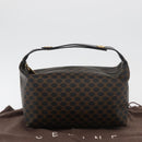CELINE Macadam Canvas Hand Bag PVC Leather Black Gold Auth 178319A-24