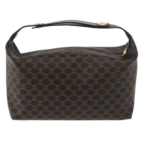 CELINE Macadam Canvas Hand Bag PVC Leather Black Gold Auth 178319A
