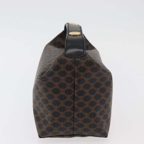 CELINE Macadam Canvas Hand Bag PVC Leather Black Gold Auth 178319A
