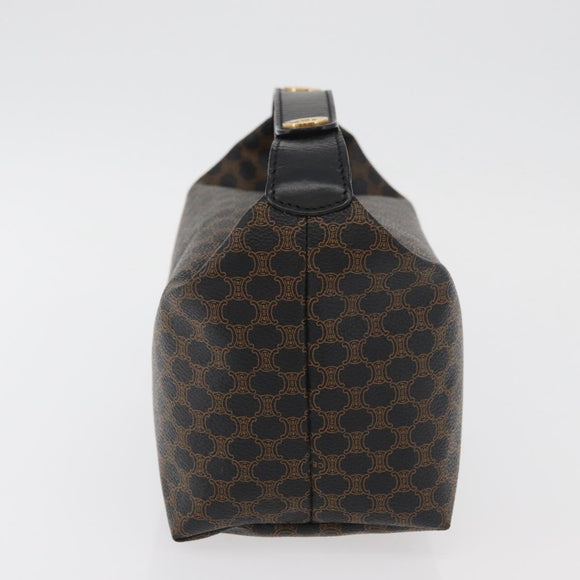 CELINE Macadam Canvas Hand Bag PVC Leather Black Gold Auth 178319A