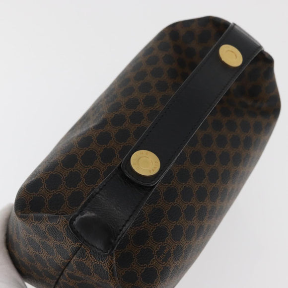 CELINE Macadam Canvas Hand Bag PVC Leather Black Gold Auth 178319A