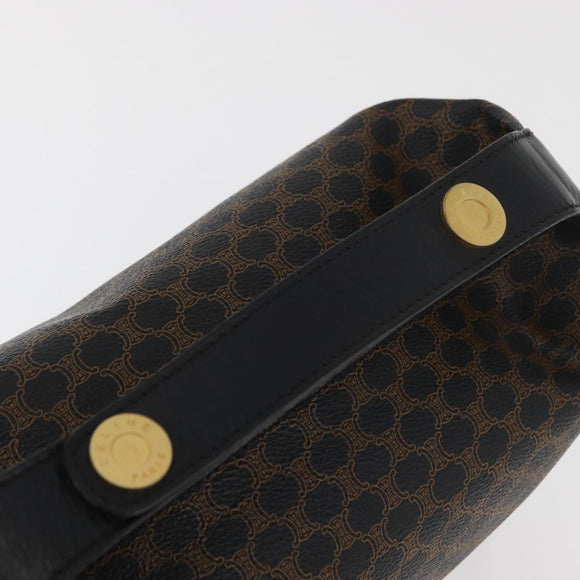 CELINE Macadam Canvas Hand Bag PVC Leather Black Gold Auth 178319A