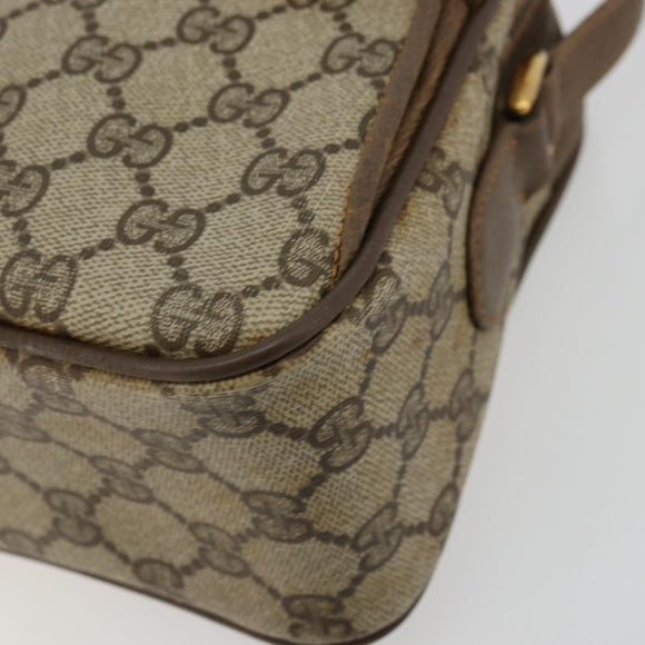 GUCCI GG Supreme Web Sherry Line Bag PVC Beige Gold 93 02 049 Auth 178321