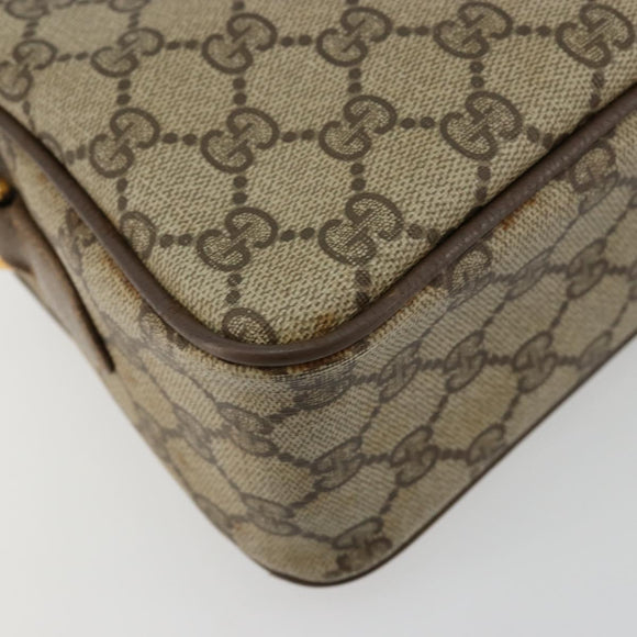 GUCCI GG Supreme Web Sherry Line Bag PVC Beige Gold 93 02 049 Auth 178321