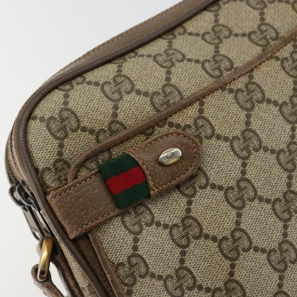 GUCCI GG Supreme Web Sherry Line Bag PVC Beige Gold 93 02 049 Auth 178321