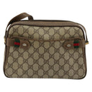 GUCCI GG Supreme Web Sherry Line Bag PVC Beige Gold 93 02 049 Auth 178321-13