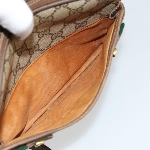 GUCCI GG Supreme Web Sherry Line Bag PVC Beige Gold 93 02 049 Auth 178321