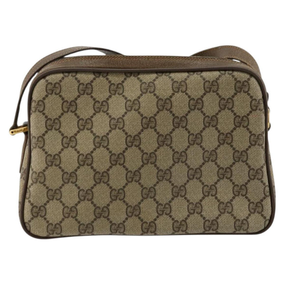 GUCCI GG Supreme Web Sherry Line Bag PVC Beige Gold 93 02 049 Auth 178321