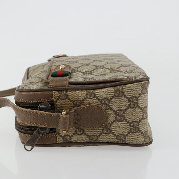 GUCCI GG Supreme Web Sherry Line Bag PVC Beige Gold 93 02 049 Auth 178321