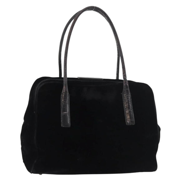 PRADA Hand Bag Velor Black Auth 178324