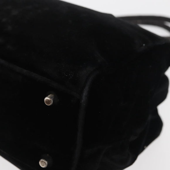 PRADA Hand Bag Velor Black Auth 178324