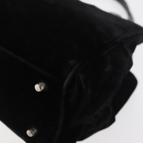 PRADA Hand Bag Velor Black Auth 178324
