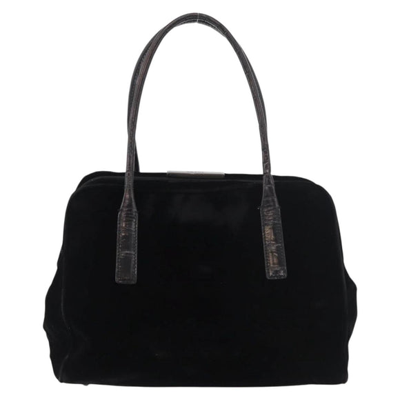 PRADA Hand Bag Velor Black Auth 178324
