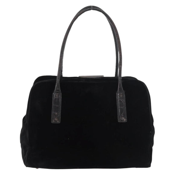 PRADA Hand Bag Velor Black Auth 178324