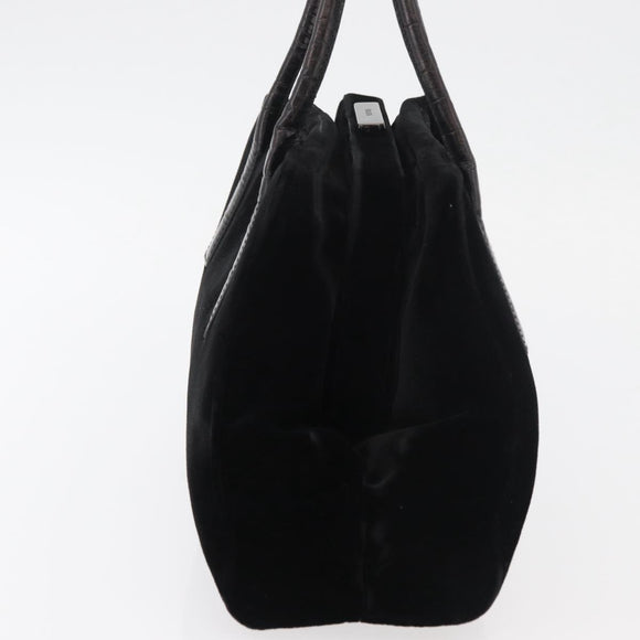 PRADA Hand Bag Velor Black Auth 178324