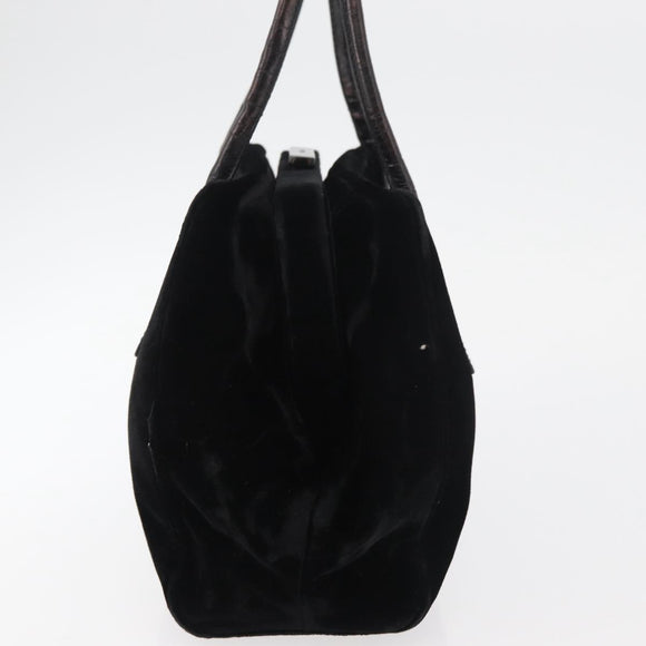 PRADA Hand Bag Velor Black Auth 178324