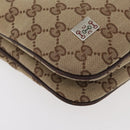 GUCCI GG Canvas Web Sherry Line Shoulder Bag Beige Silver 145812 Auth 178330A-10