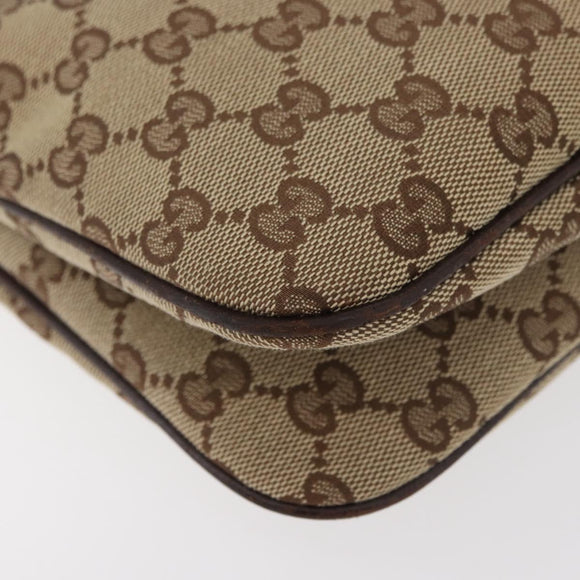 GUCCI GG Canvas Web Sherry Line Shoulder Bag Beige Silver 145812 Auth 178330A