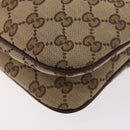 GUCCI GG Canvas Web Sherry Line Shoulder Bag Beige Silver 145812 Auth 178330A-13