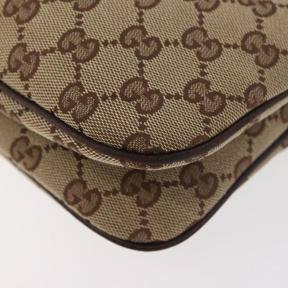 GUCCI GG Canvas Web Sherry Line Shoulder Bag Beige Silver 145812 Auth 178330A