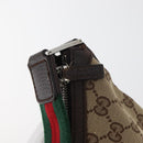 GUCCI GG Canvas Web Sherry Line Shoulder Bag Beige Silver 145812 Auth 178330A-15