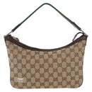 GUCCI GG Canvas Web Sherry Line Shoulder Bag Beige Silver 145812 Auth 178330A-2